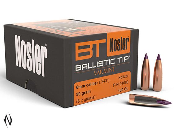 NOSLER 243 80GR B/TIP 100PK 24080